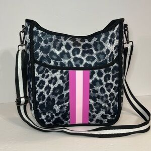 Threaded Pear Piper Neoprene Messenger Bag - Leopard Print